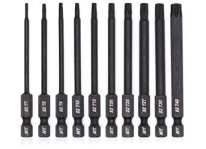 10-piece impact rated 3" security torx bit set | temper proof, advanced heat treatment, magnetized (s2 steel w/mnpo coating, 3")