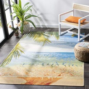 safavieh barbados collection accent rug - 4' x 6', gold & blue, tropical beach design, non-shedding & easy care, indoor/outdoor & washable-ideal for patio, backyard, mudroom (bar515a)