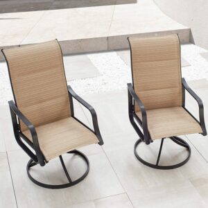 Top Space Patio Dining Chairs Textilene High Back Outdoor Swivel Rocker Set with All Weather Frame (Beige,Set of 2)