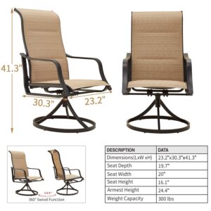 Top Space Patio Dining Chairs Textilene High Back Outdoor Swivel Rocker Set with All Weather Frame (Beige,Set of 2)