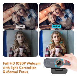 Angetube 1080P Web Camera for Computer HD Webcam with Microphone - USB Webcam PC Camera with 90-Degree Wide Angle Webcam, Plug and Play USB Webcam for Zoom | Skype | Teams | Streaming | Video Calling