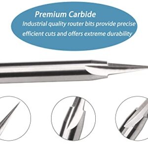 DashHound BRV20 Carbide V-Point Router Bit Wood Engraving Bit “V” 20 Deg with 1/4 Shank and 2” Overall Length 2D&3D Carving