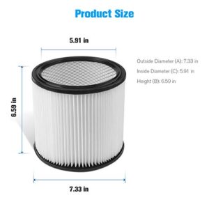 Replacement Filter for Ridgid Shop Vac Filters, High Filtration Housmile Filter for Shop Vac 90304 90333 90350 Compatible with Most Wet Dry Vacuum Cleaners 5 Gallon and Above