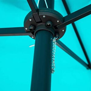 15Ft Lighted Patio Umbrella Extra Large Double Sided Market Table Umbrella with Lights & Crank Blue