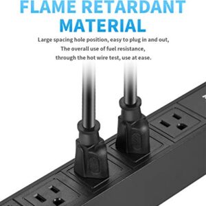 KMC 6-Outlet Metal Power Strip Surge Protector, Metal Mounting Brackets, 6 Foot Extension Cord, 1800 Joules, 125V/15A, Black