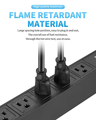 KMC 6-Outlet Metal Power Strip Surge Protector, Metal Mounting Brackets, 6 Foot Extension Cord, 1800 Joules, 125V/15A, Black