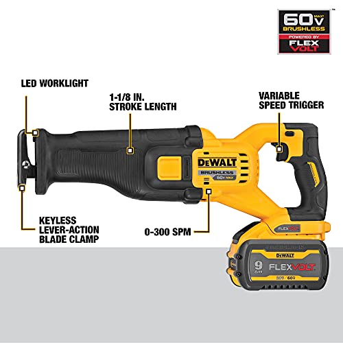 DEWALT FLEXVOLT 60V MAX* Reciprocating Saw, Cordless Kit (DCS389X2)