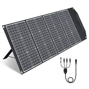 paxcess rm120 120 watt 18 volt portable outdoor folding solar panel with type c usb output and kickstand for rv camping solar power generator station