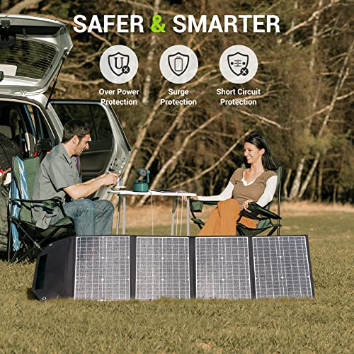 PAXCESS RM120 120 Watt 18 Volt Portable Outdoor Folding Solar Panel with Type C USB Output and Kickstand for RV Camping Solar Power Generator Station