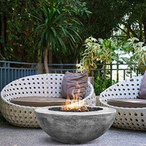 Prism Hardscapes Moderno 5 Concrete Gas Fire Pit (PH-426-4NG), Natural Gas, Pewter, 36-Inch