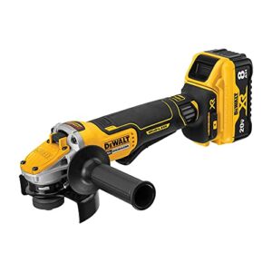 dewalt 20v max* xr angle grinder, trigger switch, power detect tool technology kit, 4-1/2-inch to 5-inch (dcg415w1), grey,yellow,black