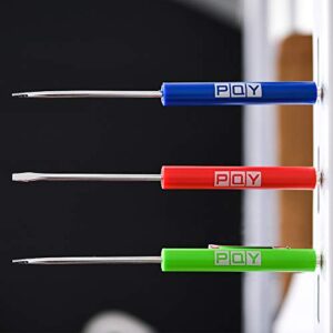 PQY 10pcs Mini Tops And Pocket Clips Pocket Screwdriver Strong Magnetic Slotted Screwdriver Blue