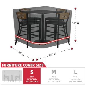 Turtle Life Patio Furniture Sets Cover, Heavy Duty Square Durable Waterproof Outdoor UV Resistant Anti-Fading Dining Table Chairs Furniture Cover, Black, 56"L x 56"W x 29"H