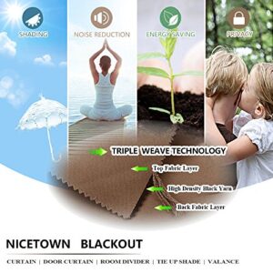 NICETOWN Outdoor Curtain for Patio Waterproof, Home Decor Thermal Insulated Grommet Top Blackout Indoor Outdoor Vertical Blind/Drape for Garage & Downstairs Window, W84 x L95, 1 PC, Tan