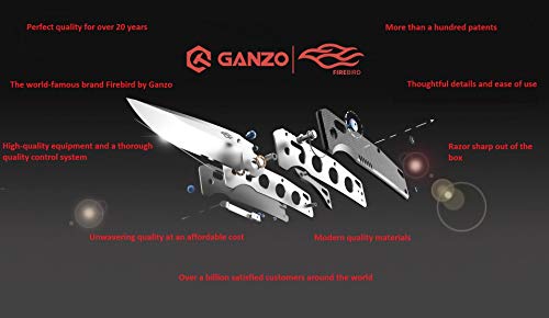 Firebird GANZO FH41-CG Pocket Folding Knife D2 Steel Blade G10 Handle with Clip Hunting Fishing Camping Outdoor EDC Knife (Grey)