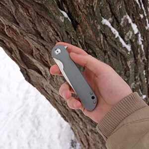 Firebird GANZO FH41-CG Pocket Folding Knife D2 Steel Blade G10 Handle with Clip Hunting Fishing Camping Outdoor EDC Knife (Grey)