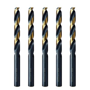 maxtool letter b 5pcs identical jobber length drills dia 0.238" hss m2 twist drill bits fully ground black-bronze straight shank drills; jbl02h10rbp5