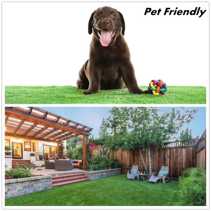 Artificial Grass Turf Indoor Outdoor Rug 5FTX8FT Fake Grass Backdrop Synthetic Lawn Landscape, Faux Turf Mat for Decor, Astroturf for Dogs with Drain Holes