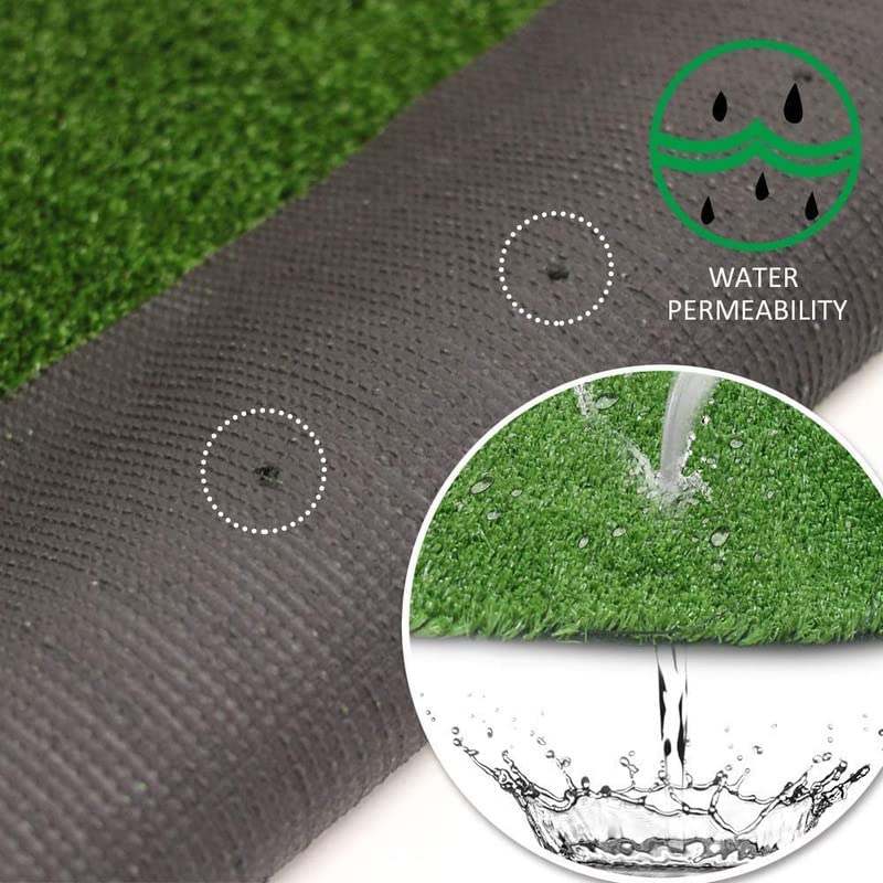 Artificial Grass Turf Indoor Outdoor Rug 5FTX8FT Fake Grass Backdrop Synthetic Lawn Landscape, Faux Turf Mat for Decor, Astroturf for Dogs with Drain Holes