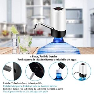 Water Bottle Pump, YOMYM Water Bottle Dispenser USB Charging Portable Electric Water Pump for 5 Gallon Bottle White