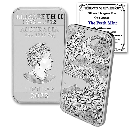 2023 P Lot of (20) 1 oz Australian Silver Dragon Rectangular Bar Coins Brilliant Uncirculated with Certificates of Authenticity $1 BU