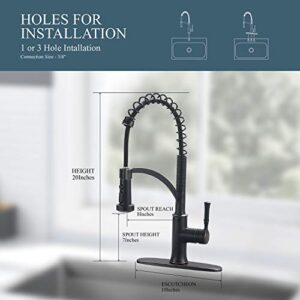 GUUKAR Bronze Kitchen Faucet with Pull Down Sprayer, Oil Rubbed Bronze Single Handle High Arc Commercial Farmhouse Kitchen Sink Faucet with Deck Plate