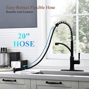 GUUKAR Bronze Kitchen Faucet with Pull Down Sprayer, Oil Rubbed Bronze Single Handle High Arc Commercial Farmhouse Kitchen Sink Faucet with Deck Plate