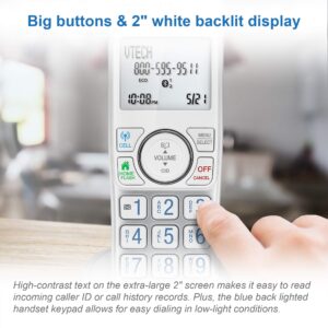 VTech VS112-27 DECT 6.0 Bluetooth 2 Handset Cordless Phone for Home with Answering Machine, Call Blocking, Caller ID, Intercom and Connect to Cell (White)