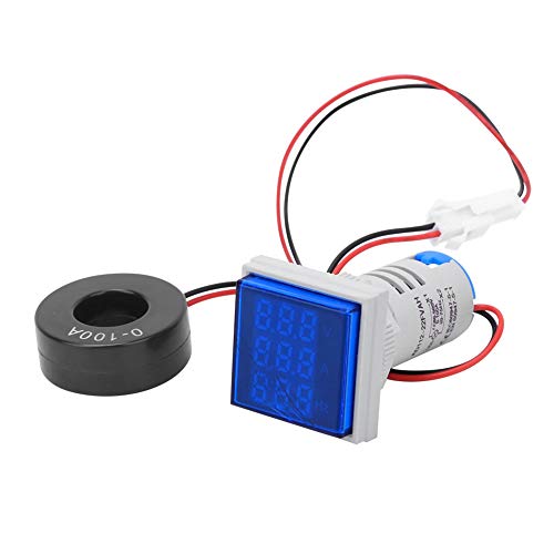 AC Voltage Current Display Meter, AC 60-500V 0-100A 20-75 Hz Frequency Meter Multifunction Power Energy Panel Meter LCD Digital Display Ammeter Voltmeter(Blue)