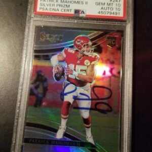 Patrick Mahomes 2017 Panini Select RC Silver Prizm PSA GEM MINT 10 AUTO 10 1/1 - Football Slabbed Autographed Cards