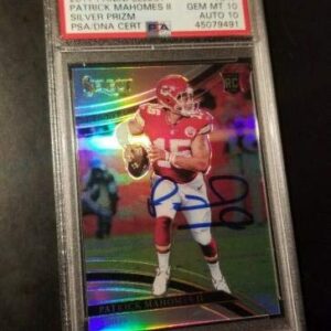 Patrick Mahomes 2017 Panini Select RC Silver Prizm PSA GEM MINT 10 AUTO 10 1/1 - Football Slabbed Autographed Cards