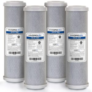 hydronix 4 pack carbon block water filters coconut shell cto for whole house, ro, di, hydroponics - 10" x 2.5", 5 micron