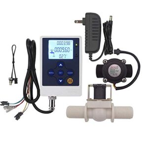 DIGITEN Water Flow Control Meter LCD Display Controller+G3/4" Water Hall Sensor Flow Meter Flowmeter Counter 1-60L/min+G3/4" Electric Solenoid Valve Normally Closed N/C+DC 12V Power Adapter