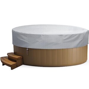 skyfiree round hot tub cover swimming pool dust cover waterproof outdoor spa covers for bathtub/salu/bubble message spa,79" dx12 h,gray