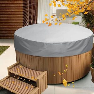 skyfiree Round Hot Tub Cover Swimming Pool Dust Cover Waterproof Outdoor Spa Covers for Bathtub/Salu/Bubble Message Spa,79" Dx12 H,Gray