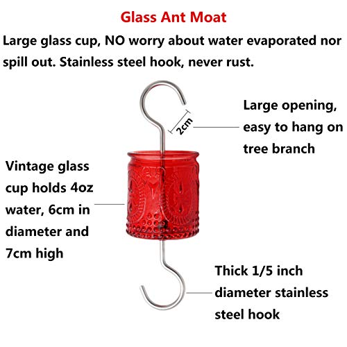 AMAURAS Red Glass Ant Moat for Hummingbird Feeder