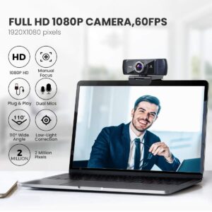 VITADE Webcam 1080P 60fps with Microphone for Streaming, 682H Pro HD USB Computer Web Camera Video Cam for Gaming Conferencing Mac Windows Desktop PC Laptop Xbox Skype OBS Twitch YouTube Xsplit