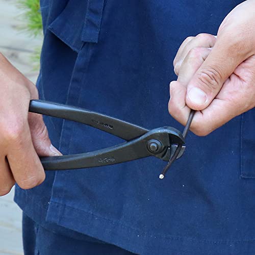 Wazakura Hanafubuki Hand Forged Bonsai Tree Wire Cutter MADE IN JAPAN 7.7inch (195mm), Japanese Garden Tool, Rounded Ends - Black