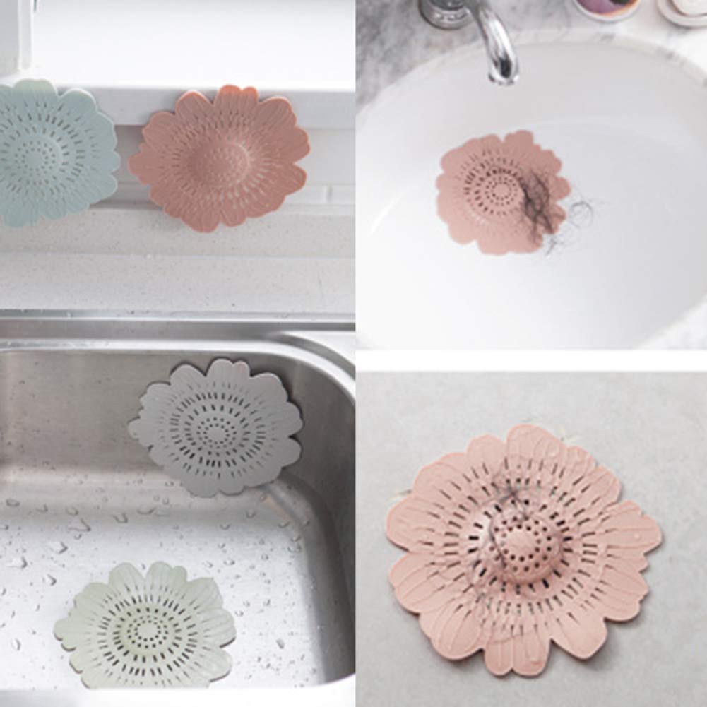 litymitzromq Sewer Plug Floor Drain Cover,Lovely Flower Shape Bath Kitchen Waste Sink Strainer Stopper Drain Cover Filter Pink