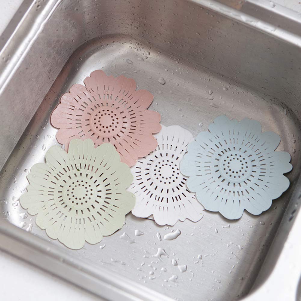 litymitzromq Sewer Plug Floor Drain Cover,Lovely Flower Shape Bath Kitchen Waste Sink Strainer Stopper Drain Cover Filter Pink