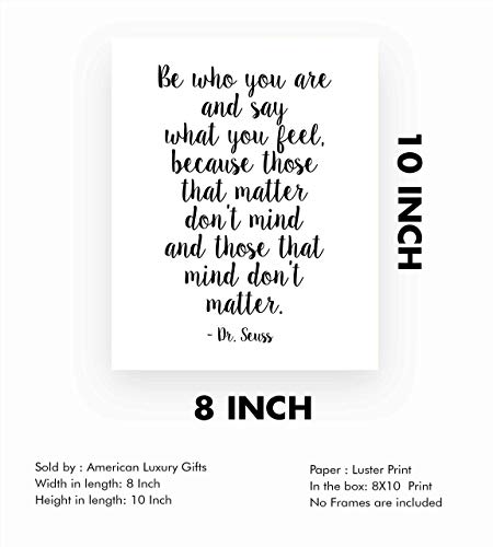 Dr. Seuss-"Those That Matter Don't Mind- Inspirational Quotes Wall Art Decor, Modern Typographic Wall Art Print Perfect For Home Decor, Office Decor, Farmhouse Decor & Classroom Decor, Unframed- 8x10"