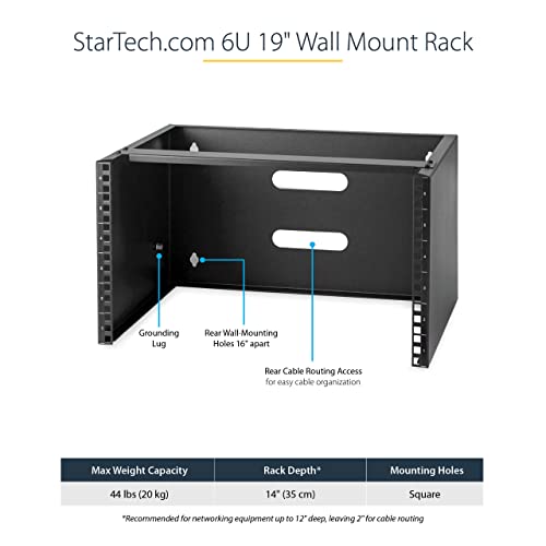 StarTech.com 6U 12 in Wall Mount Bracket & 8 Outlet Power Strip
