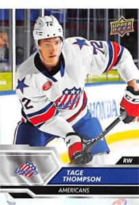 2019-20 upper deck ahl #51 tage thompson rc rookie rochester americans hockey trading card
