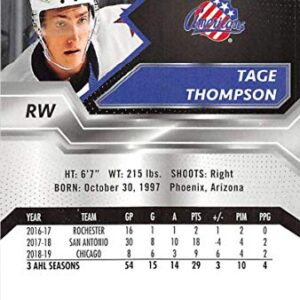 2019-20 Upper Deck AHL #51 Tage Thompson RC Rookie Rochester Americans Hockey Trading Card