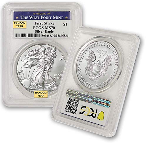 2006 - Present (Random Year) 1 oz Silver American Eagle Coin MS-70 (First Strike - Struck at The West Point Mint) $1 MS70 PCGS