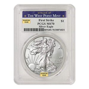 2006 - Present (Random Year) 1 oz Silver American Eagle Coin MS-70 (First Strike - Struck at The West Point Mint) $1 MS70 PCGS