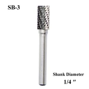 SB-3 Tungsten Carbide Burr Rotary File Cylinder Shape Double Cut with 1/4''Shank for Die Grinder Drill Bit