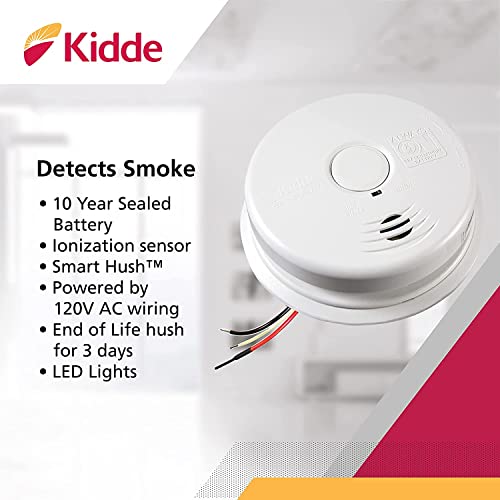 Kidde Hardwired Smoke Detector, 10-Year Battery Backup, Interconnect, Test-Silence Button