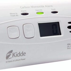 Kidde Carbon Monoxide Detector with 10-Year Battery, Digital Display, 3 LEDs, Replacement Indicator, Peak Level Memory