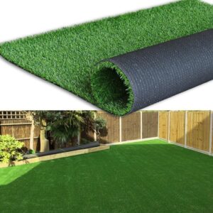 0.7 inch green artificial grass 4ftx6ft, fake faux grass turf mat, indoor outdoor garden dogs pet synthetic grass carpet doormat, rubber backed with drainage holes